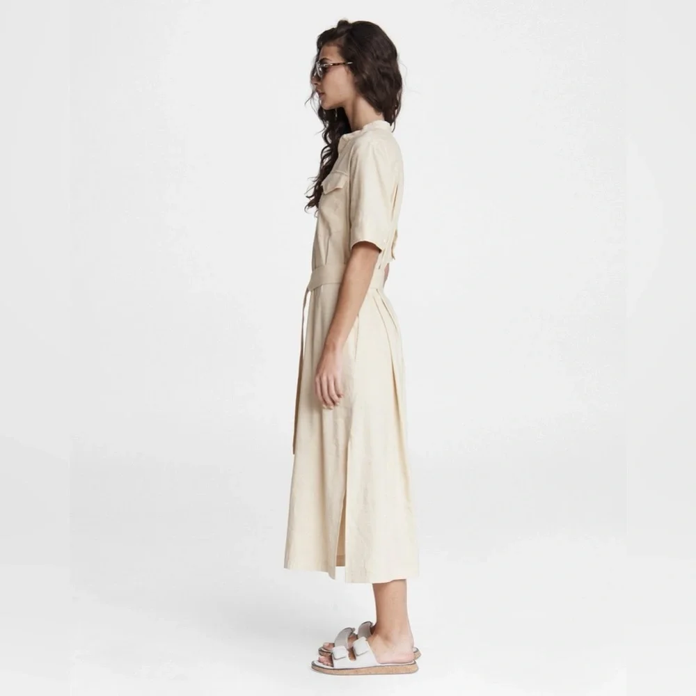 Rag & Bone Selma Linen Blend Midi Dress Size Medium - Picture 4 of 7